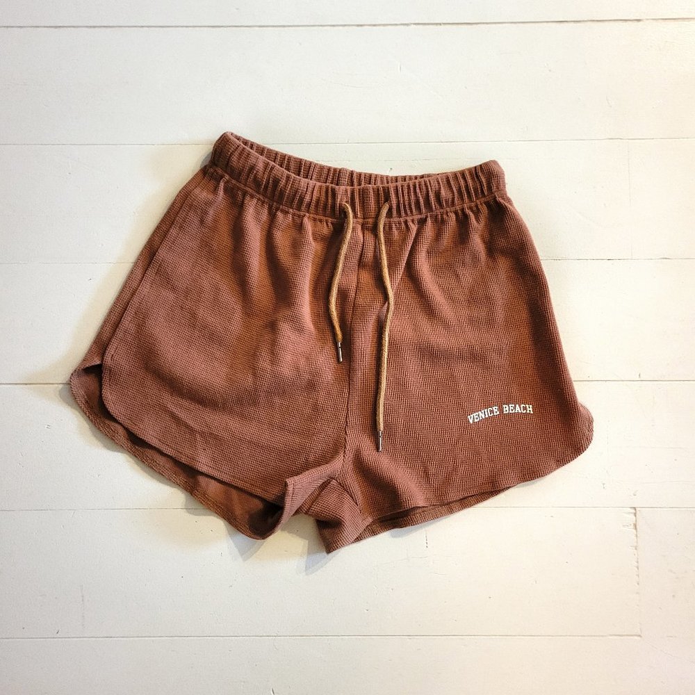 Waffle Knit Tulip Hem Shorts for Lounging